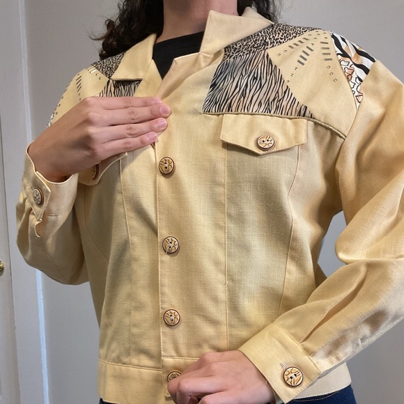 Vintage Boho Cowgirl Animal Print Jacket with wooden buttons - Fits Small - Picture 4 of 8